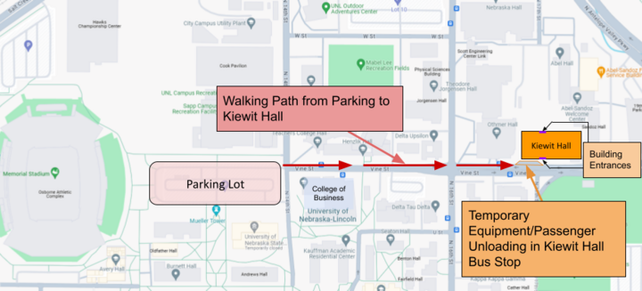 Parking to Kiewit Hall